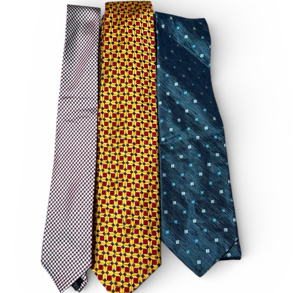 Bundle of 3 Designer Silk Neckties Wilke Rodriguez Rothschild Alfred Sung